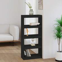 Larryhot Estantería/divisor de espacios madera pino negro 60x30x135,5 cm, Fácil de montar, elegante y hermoso, y conveniente para almacenar artículos, es una opción ideal para el almacenamiento y la decoración del hogar. - Negro - Ver 2