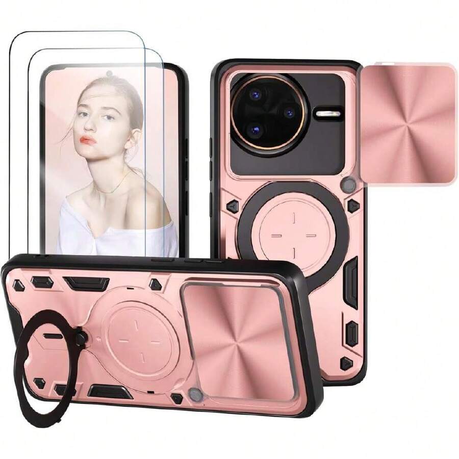 Case For Xiaomi Poco F7 Ultra And Redmi K80 Pro 5G - With Screen Protector And Built-In Phone Stand - Pink, 37317888 - 黃色 - 查看 1