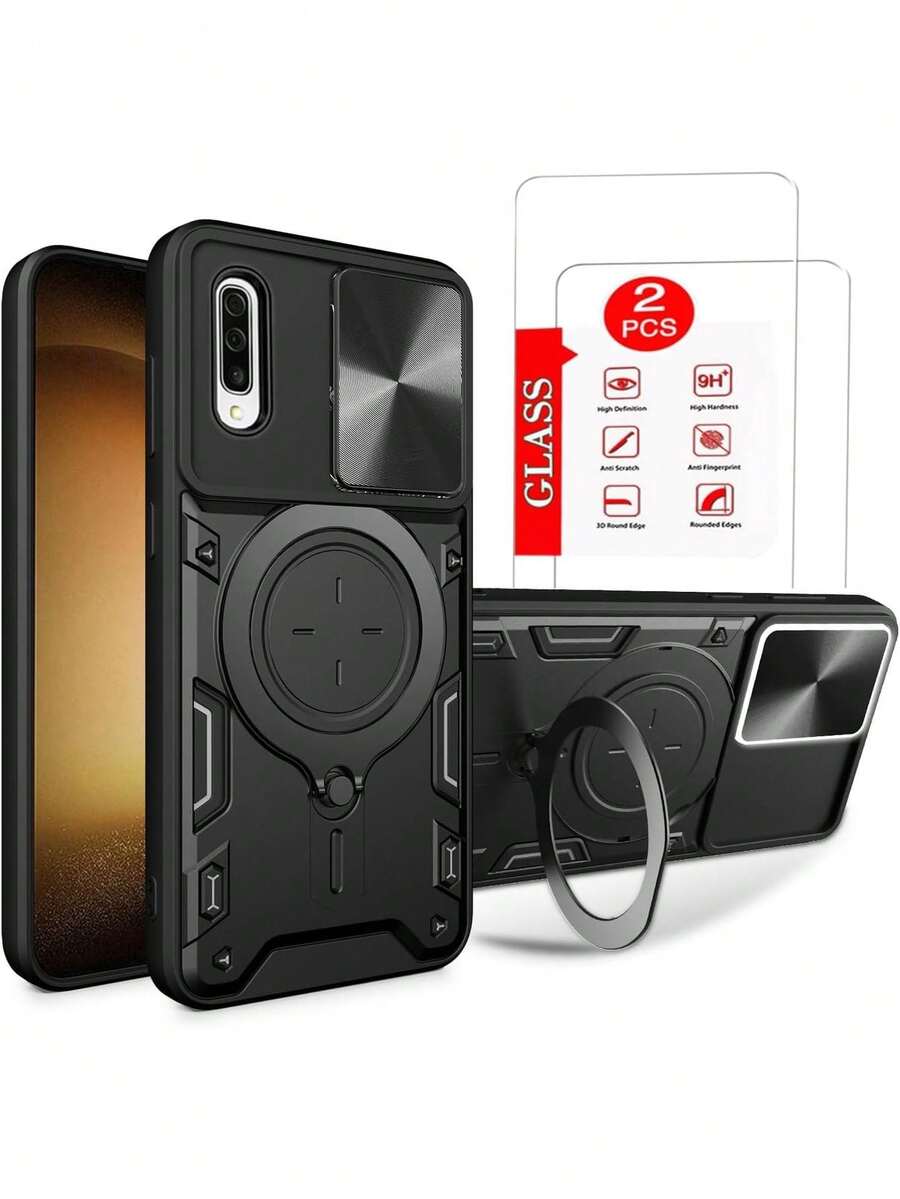Case For Samsung Galaxy A50 / A50s / A30 / A30s / A20 - With Screen Protector And Built-In Phone Stand - Black, 37318068 - 粉色 - 查看 1