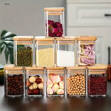 12-Piece Set Of 8oz Small Square Storage Cans With Stickers And Markers. Glass Containers Are Suitable For Spices, Coffee, Seasonings, Kitchen And Home Use. Perfect Gifts For Friends And Family, Spice Jars, Cookie Boxes, Kitchen Storage Supplies - 12個裝 - 查看 3