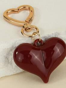 1 Piece Women's High-End Burgundy Bowknot Heart Keychain Light Luxury Texture Exquisite Craftsmanship Elegant Versatile Bag Charm Car Hanging Ornament Portable Pendant Perfect Gift For Valentine's Day Teacher's Day Back To School Season For Lovers Friends Teachers - Multicolor - View 5