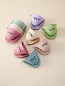 2PCS Personalized Customization Name Mini Silicone Oven Gloves Heat Resistant Non-Slip Kids Cooking Baking Kitchen Accessory Potholders Protective Mitts - Multicolor - View 4