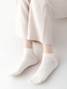 7 đôi tất thể thao cổ ngắn màu đen trắng dành cho nam và nữ, mềm mại, thoải mái và thoáng khí, phù hợp cho mọi mùa. - trắng - Xem 2