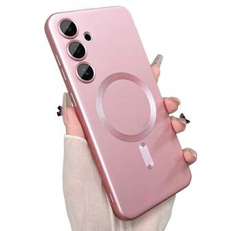 1 pièce Étui de téléphone magnétique en TPU compatible avec Samsung Galaxy A06 A15/A16/A17/A26/A35/A36/A55/A56/A25/A26/A54, convient également aux modèles S23/S23 FE/S24 FE/S25/S25 Ultra/S25. Étui de téléphone minimaliste antichoc avec protecteur de caméra intégré, coussin en silicone ultra-fin et doux, boîtier de téléphone métallique brillant. Cadeau de Noël, hiver/Noël