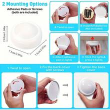6pcs Adhesive Remote Control Ice Ball Lights, Wardrobe Kitchen Night Lights, Battery Powered Wireless LED Lights, Support 12 Colors RGB - Suitable For Wardrobe, Bedroom Wall, Under Cabinet, Corridor, Balcony, Kitchen Lighting, With Wireless Remote Control, Replaceable Batteries (AAA*3) (Batteries Not Included) - Multicolor - View 8