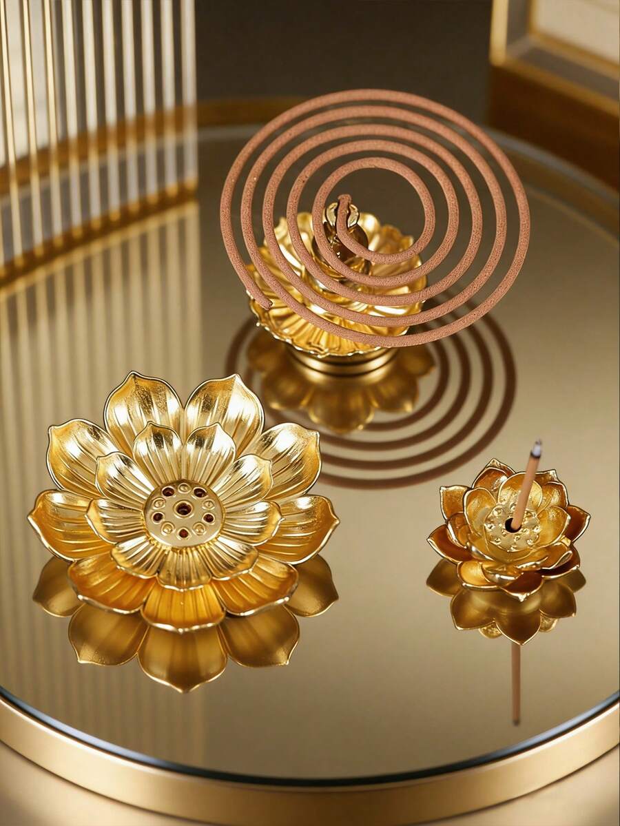 1 Retro Lotus Incense Burner/Stand, Elegantly Designed And Compact, Suitable For Living Rooms, Bedrooms, And Coffee Tables. Incense Accessory. - Multicolor - View 1