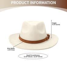 JEWELRYWE Men's And Women's Cowboy Hats, Fedoras, Western-Style Wide-Brimmed Felt Hats, Panama Hats, Suitable For Parties Outdoor Casual Travel Outfits - 米色 - 查看 2