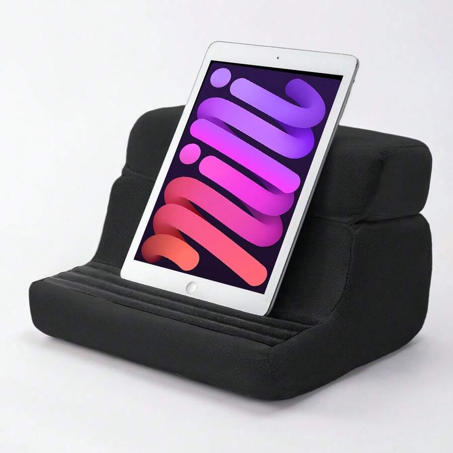 1pc Multi-Angle Adjustable Tablet/Phone Stand, Comfortable Reading/Viewing Holder For Bed, Sofa, Desk, Foldable For Napping - Grey - View 1