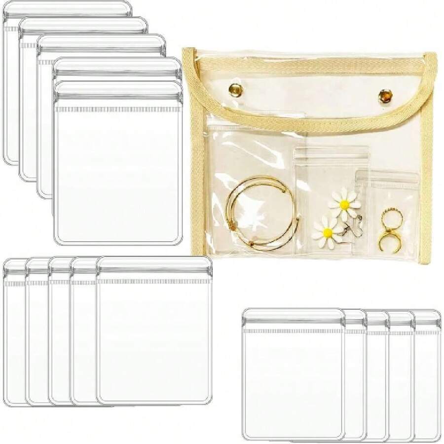Bolsa de Organizador para joyería,Bolsas de Plástico Pequeñas con Cremallera para Joyas y Gran Bolsa de Almacenamiento de PVC,Bolsas Ziplock Reutilizables de Viaje para Collares Aretes Anillos,37368733 - Multicolor - Ver 1