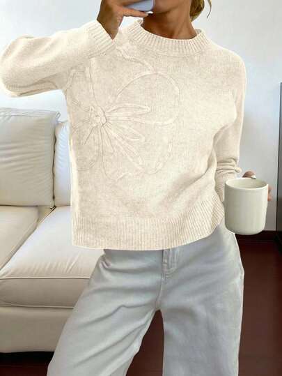 Women's Fashion Sweater, White, Black, Pink, Brown, Elegant, Casual, Business, Commute, Vacation, Warm, High-End, Versatile, Slimming, Victory Day, Cute, Vintage, Korean Style