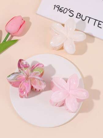 3ชิ้น กิ๊บติดผมรูปดอกไม้สำหรับเด็กผู้หญิง กิ๊บหนีบผมแบบไล่สี/ธรรมดาเงางาม ที่หนีบผมสำหรับวันหยุดพักผ่อนที่สง่างาม กิ๊บหนีบผมรูปดอกไม้ที่ละเอียดอ่อน กิ๊บหนีบผมน่ารักหวานแหวว เครื่องประดับผมของขวัญวันวาเลนไทน์สำหรับวัยรุ่น