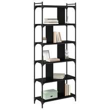 Larryhot Estantería Roble negro 76 x 32 x 192 cm Madera contrachapada, Fácil de montar, elegante y hermoso, y conveniente para almacenar artículos, es una opción ideal para el almacenamiento y la decoración del hogar. - Negro - Ver 3