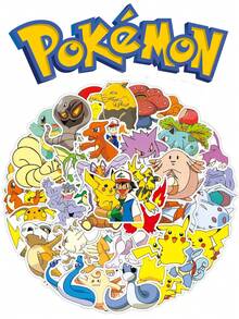 50/150pcs Pokemon Stickers, Cartoon Pikachu Design, DIY Graffiti, Suitable For Laptop, Phone, Notebook, Birthday Party, Birthday Gift