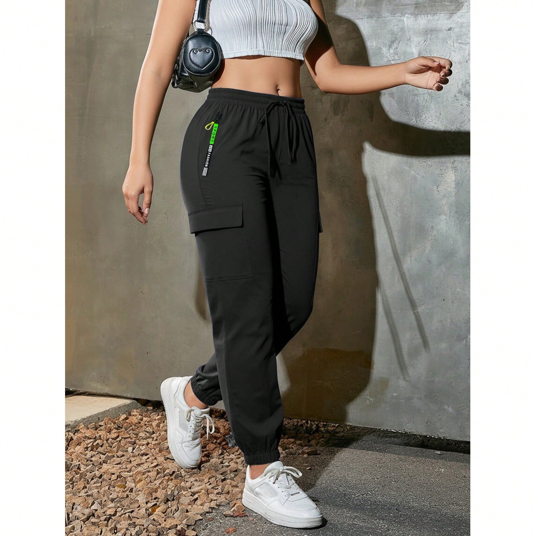 Pantalones cargo casuales con cordones para mujer, ligeros y transpirables, con bolsillos de gran capacidad, adecuados para uso casual al aire libre e
