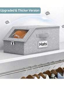 2 PCS/1 PCS Extra Large Baseball Hat Organizer, Stackable Hat Storage For Baseball Caps, Holds Up To 24 Caps Hat Organizer For Closet, Sturdy Snapback Boxes For Men With Cardboard, Grey. Best Mother's Day And Valentine's Day Gifts. - 1 CÁI - Xem 7