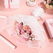 20pcs Matte Finish Gift Wrapping Paper, Semi-Transparent Waterproof Flower Packaging Paper For Florists, Valentine's Day