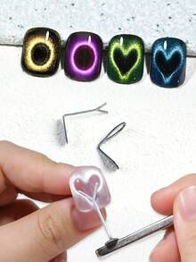 7pcs Cat Eye Nail Art Magnet Tool Set, French Cat Eye Heart Shaped Nail Magnet, Cat Eye Gel Polish Magnet Stick, Nail Art Supplies For Creating Various Cat Eye Effects - Multicolor - View 5