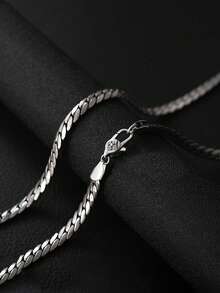 1pc 5mm Link Chain Bracelet For Men, Fashionable Simple Design Male Handmade Woven Accessories With Vajra Clasp - Silver - View 5