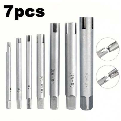 7pcs M4-M14 High Speed Steel Broken Tap Extractor Broken Tap Removal Tool Kit