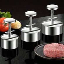 一套304个弹簧圆形汉堡肉饼压模，银色，肉饼压模机，芝士汉堡压模机，不粘汉堡压模机，肉饼模具，适用于肉类、牛肉、奶酪、蔬菜，汉堡制作机，多种尺寸可选，食品成型工具，肉饼模具，适用于肉类 - 彩色 - 查看 7