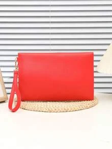 2025 New Fashion Women's Casual PU Envelope Bag, Office Supplies, A5 Document Bag, High-Quality Versatile Retro Handbag - Red - View 3