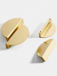 一对现代半圆形金色把手，适用于抽屉、橱柜、衣柜、厨房橱柜、鞋柜、梳妆台、儿童房等，铜质材料，含螺丝。 - 金色 - 查看 7