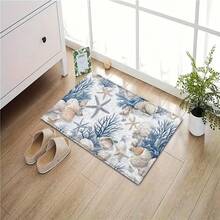 1件海洋风格海星图案超细纤维浴室地垫，防滑超柔软浴室垫，门垫，浴室吸水垫，可机洗，低绒毛，TPR背衬，针织面料，适用于浴室、卧室、厨房、入口、室内外使用，浴室配件和装饰，完美的乔迁新居礼物。 - 彩色 - 查看 5
