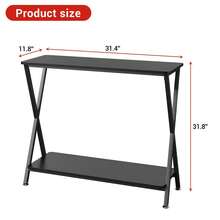 Hodeffior 80cm/105cm Langschmaler Konsoltisch mit 2 Regalen – Zweistufiger Sofatisch für Eingang, Flur, Wohnzimmer & Schlafzimmer, Landhausstil - Schwarz - Übersicht 4