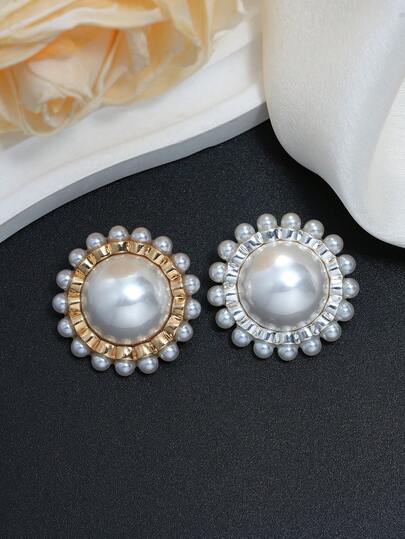 5pcs Elegant Pearl Buttons, Suitable For Suits, Dresses And Coats - White Metal Sewing Accessories