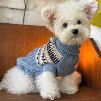 Vintage Knitted Cable Pet Dog Sweater, Warm Winter Outfit For Small Dogs & Cats