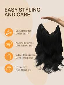 DOORES Hair Halo Hair Extensions Real Human Hair, 12-22 Inch 70-120g Invisible Wire Hair Extensions 100% Human Hair Natural Black Hair Halo Extensions For Women With Adjustable Clips And Secret Wire – Daily Use, Easy To Wear & Invisible For Winter, Christmas, Cosplay, Campus And Date Night - S1B - View 5