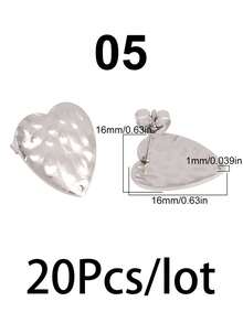 20个不锈钢几何耳钩耳环底座耳钉配件耳环连接器，适用于DIY珠宝制作材料