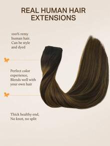Extensiones de Cabello Halo DOORES, 100% Cabello Humano, 12-22 Pulgadas, 70-120g, Invisibles, Con Clips de Cabello Ajustables y Alambre de Acero Invisible - S2/10 - Ver 2
