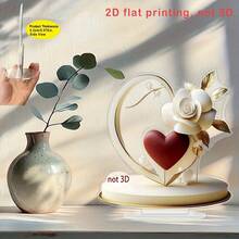 2D Acrylic Printed Artwork With Pulsing Crimson Heart Shape Frame, Blooming White Rose, Golden Brown Intertwined Leaves, And Surrounding Daisy Flowers, Conveying A Tender Secret And Physical Form Of Love. Suitable As Decor For Study, Bedroom, Or As A Gift For Partner Or Mother. - Multicolor - View 12