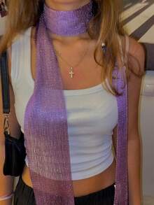 1件复古小众季节百搭围巾，带飘逸丝带，简约易搭的流苏围巾，适合派对装扮