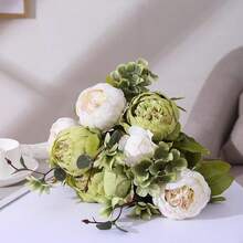 Duovlo Fake Flowers Vintage Artificial Peony Silk Flowers Wedding Home Decoration,Pack Of 1 (New Green),20.87*3.5,NewGreen - 新綠 - 查看 5