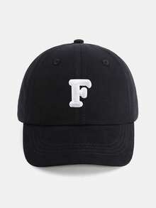 1顶幼儿字母图案棒球帽（A-Z），可调节魔术贴，防晒帽，适合1-5岁儿童，时尚黑色休闲日常帽 - 黑色 - 查看 7