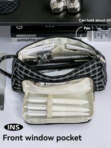 Conjunto com 1 unidade de estojo/bolsa para material escolar, estojo grande para material escolar, estojo portátil para material escolar, cosméticos, presente portátil, adequado para escritórios, escolas, jovens, meninas, meninos, meninas e adultos. [O produto inclui apenas o estojo/bolsa para material escolar; acessórios da imagem não inclusos.] - Multicolorido - Ver 9