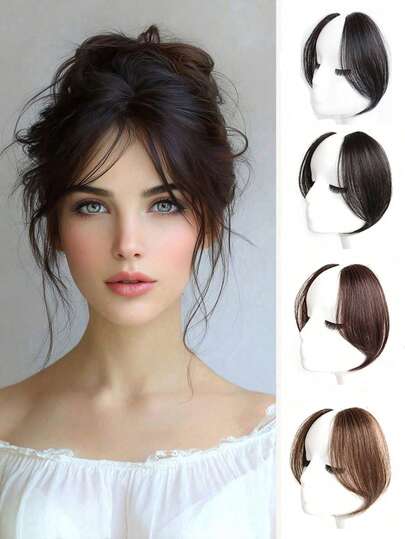 팔자 앞머리 가발 조각, 얼굴 모양 제한 없음, 에어 앞머리 옆모습 가발 패치, 실크 같은 자연스러운 팔자 앞머리 클립, 가발 앞머리, 여성용 가발, 스타일링 도구, 클로 클립, 헤어 슬라이드, 헤어 바레트, 헤드 액세서리, 여성용 헤어 액세서리, 헤어 익스텐션, 헤어핀