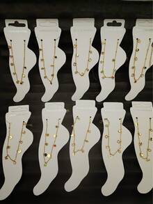 Bộ 1/3/6 chiếc vòng chân bằng thép không gỉ chống thấm nước, không gây dị ứng - Nhiều kiểu dáng - Đính hạt - Hình ngôi sao năm cánh - Hình trái tim - Đính đá quý - Phù hợp cho nữ, có thể điều chỉnh, trang sức lấp lánh hình ngôi sao, trang sức tối giản thanh lịch, cần thiết cho tiệc bể bơi và trang phục thường ngày - Món quà hoàn hảo cho các cô gái, thiết kế tinh tế và chất liệu kim loại cao cấp. (Mẫu ngẫu nhiên) - Nhiều màu - Xem 1