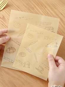 100个装防油纸袋，烘焙牛皮纸包装袋，透明自封包装袋，厨房用品，可爱图案自粘袋，透明塑料袋，小件产品，礼品包装，适用于烘焙食品包装和储存 - 彩色 - 查看 4