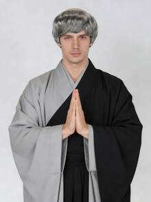 Men's Monks Wigs, Short Straight Synthetic Hair Ugly Wigs, Copper-Red Brown Black Gray Silver-White Available, Funny Balding Party Costume Monk Wigs For Man Cosplay Old Man Bald Wig For Christmas Birthday Thanksgiving Day Gifts, Natural Looking, Beginner Friendly, Holiday Festival Concerts Bar Club Stage Performance Accessories & Events Photography Props - Multicolor - View 16