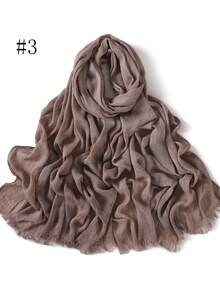وشاح نسائي بلون أحادي مطوي مزين بشرابات، وشاح رأس يومي عادي، وشاح/حجاب للحماية من الشمس والدفء قطعة واحدة - متعدد الألوان - مشاهدة 12