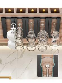 16.5" Stainless Steel Stemware Rack, Hanging Glass Drying Holder, Metal Organizer Rack For Bar & Restaurant, Matte Black, 6 Rows - Multicolor - View 6