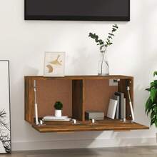 Larryhot Armario de pared madera ingeniería roble ahumado 80x35x36,5 cm, Fácil de montar, elegante y hermoso, y conveniente para almacenar artículos, es una opción ideal para el almacenamiento y la decoración del hogar. - Marrón - Ver 3