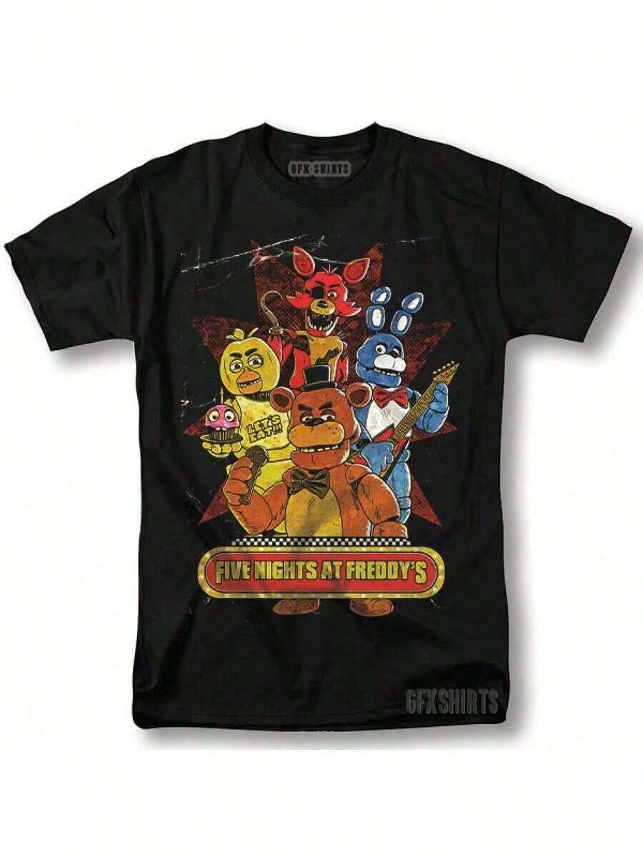 Camiseta FNAF Ayuda Se Busca Diseño Gráfico Fazbear - Negro - Ver 1