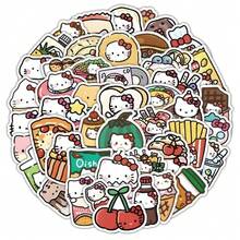 SANRIO 70 PIEZAS Pegatinas de Kawaii Cafe - Calcomanías removibles de garabatos de comida para diarios y equipos tecnológicos, suministros para scrapbooking, papelería para scrapbooking manualidades libro de sticker estikers - 70 piezas - Ver 2