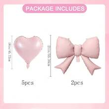 kumozawa 7件套粉色心形蝴蝶结铝箔气球，适用于婚礼、生日、周年纪念日、情人节及其他场合 - 粉色 - 查看 3