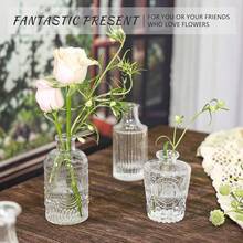 Glass Bud Vase Set Of 5, Clear Small Flower Vases For Centerpieces In Bulk, Mini Vintage Vase For Rustic Wedding, Home,Table,5Pcs,Clear - 清除 - 查看 6