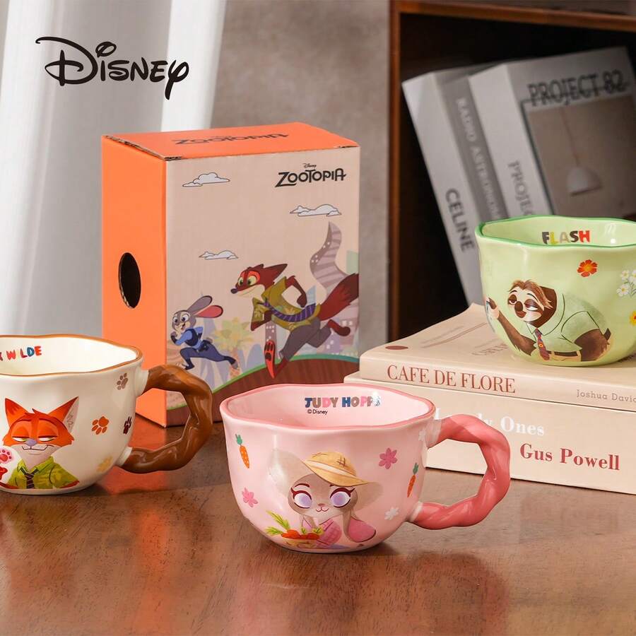 Disney 迪士尼疯狂动物城朱迪和尼克马克杯，优雅家居水瓶，情侣生日礼物 - 彩色 - 查看 1